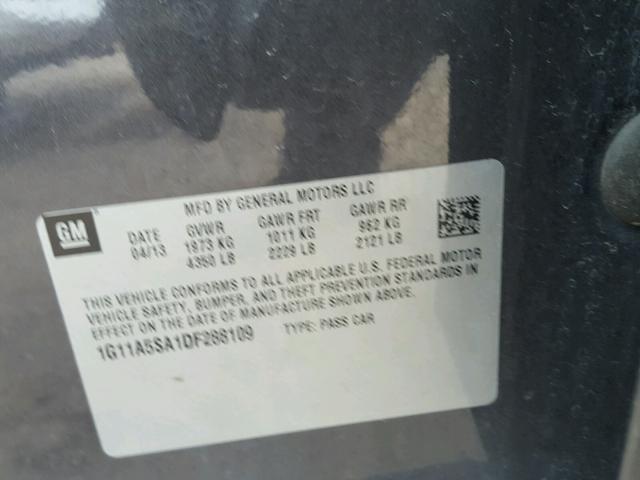 1G11A5SA1DF288109 - 2013 CHEVROLET MALIBU LS GRAY photo 10