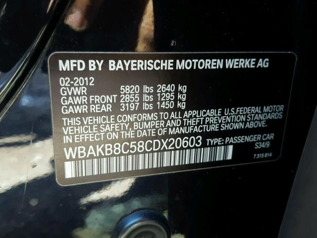 WBAKB8C58CDX20603 - 2012 BMW 750LI BLUE photo 10