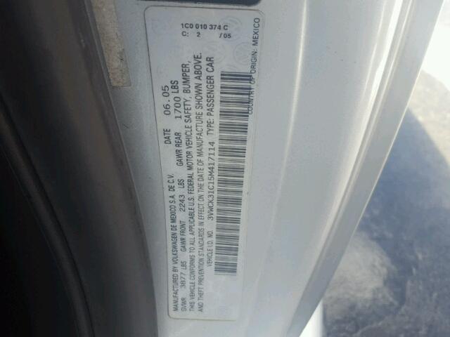 3VWCK31C15M417114 - 2005 VOLKSWAGEN NEW BEETLE 银色 照片 10