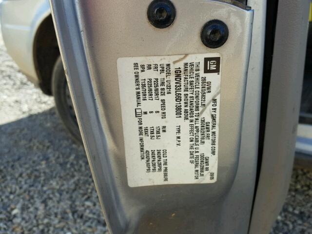 1GNDV33L66D138001 - 2006 CHEVROLET UPLANDER L 银色 照片 10