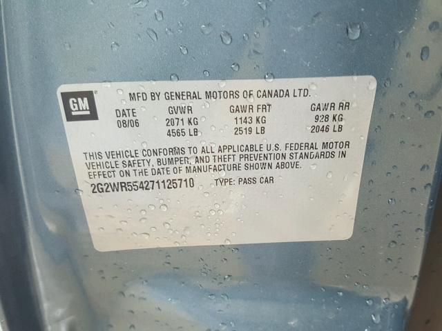 2G2WR554271125710 - 2007 PONTIAC GRAND PRIX Mavi foto 10