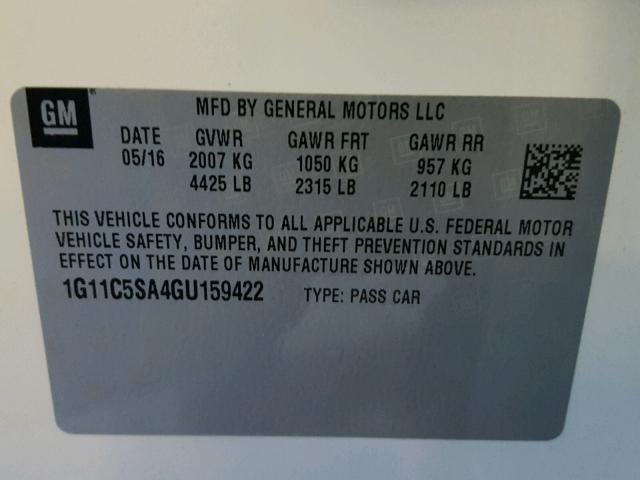 1G11C5SA4GU159422 - 2016 CHEVROLET MALIBU LIM Ağ foto 10