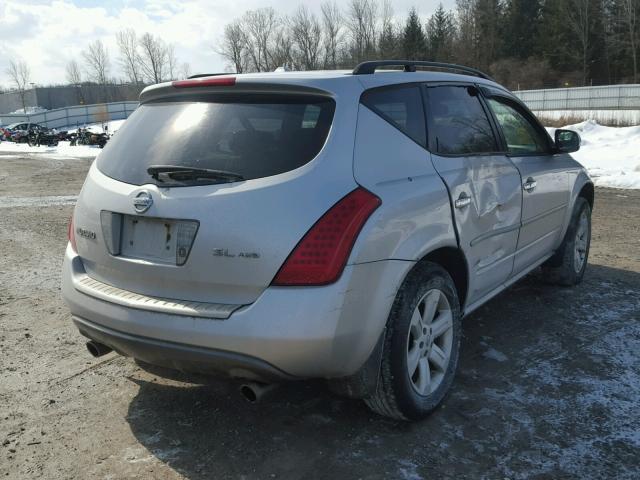 JN8AZ08W06W511124 - 2006 NISSAN MURANO SL GRAY photo 4