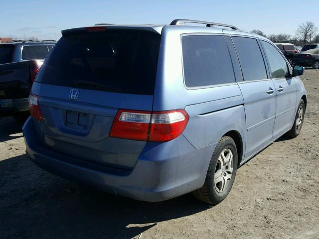 5FNRL38457B114837 - 2007 HONDA ODYSSEY EX BLUE photo 4