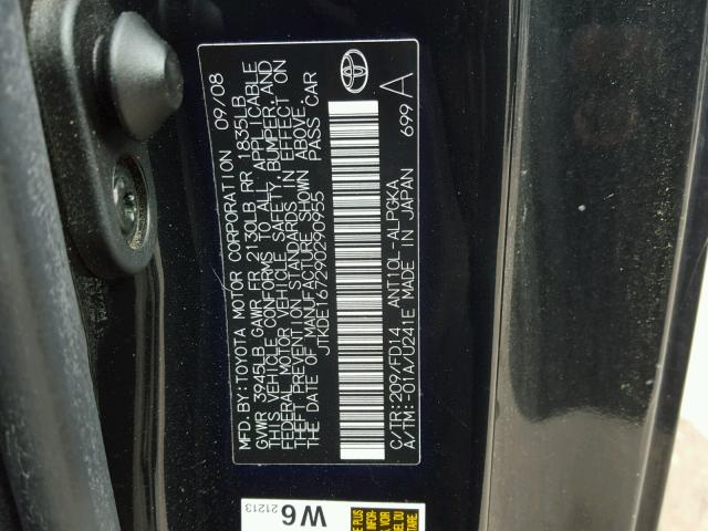 JTKDE167290290955 - 2009 TOYOTA SCION TC 黑色 照片 10