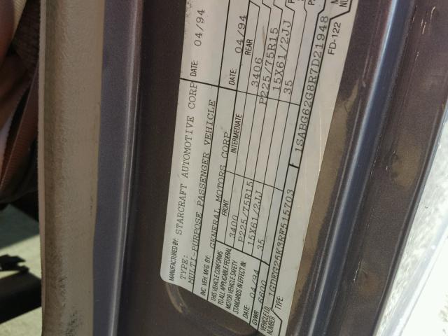 1GDEG25K3RF515703 - 1994 GMC RALLY WAGO GRAY photo 10