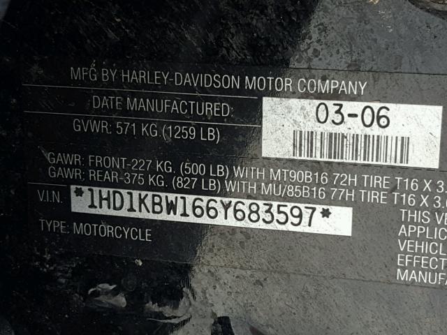 1HD1KBW166Y683597 - 2006 HARLEY-DAVIDSON FLHXI BLUE photo 10