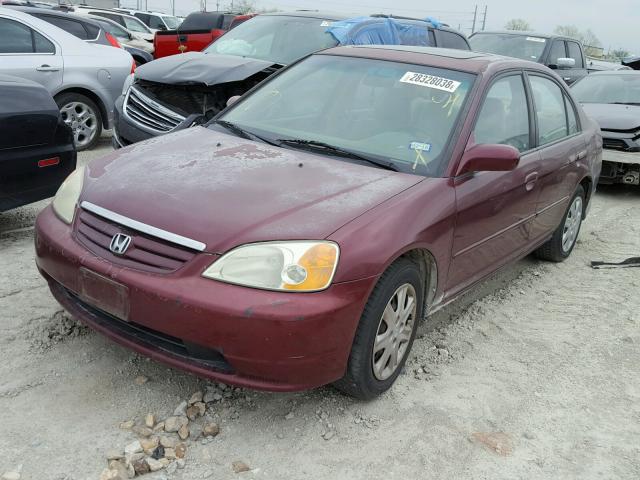 2HGES26703H602589 - 2003 HONDA CIVIC EX MAROON photo 2