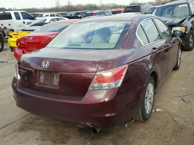 1HGCP263X9A000392 - 2009 HONDA ACCORD LX MAROON photo 4