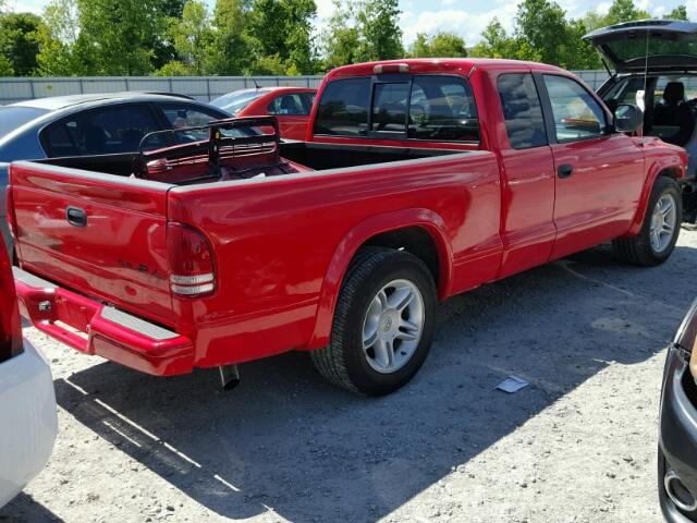 1B7GL22Z2XS228500 - 1999 DODGE DAKOTA RED photo 4