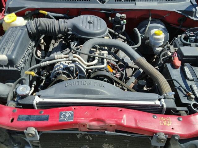 1B7GL22Z2XS228500 - 1999 DODGE DAKOTA RED photo 7