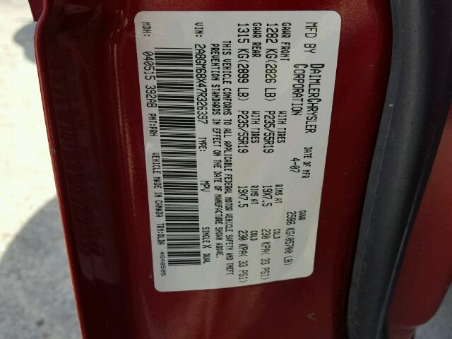 2A8GM68X47R326397 - 2007 CHRYSLER PACIFICA T RED photo 10