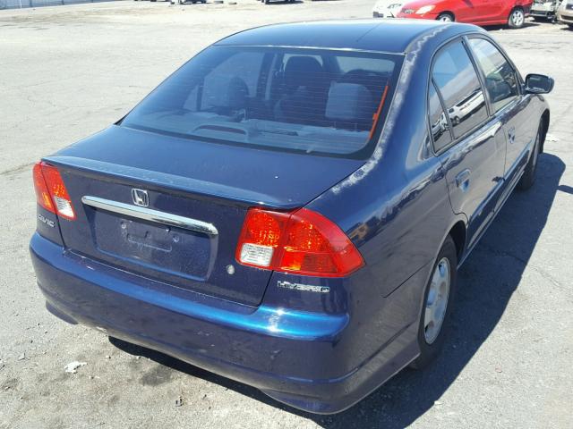 JHMES96605S016337 - 2005 HONDA CIVIC HYBR BLUE photo 4