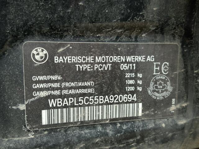 WBAPL5C55BA920694 - 2011 BMW 335 XI BLACK photo 10