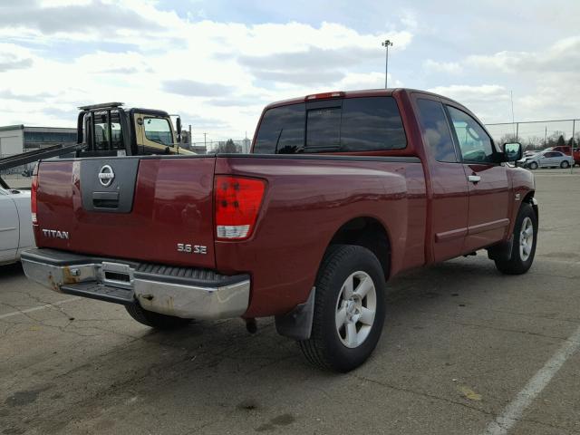 1N6AA06B84N571848 - 2004 NISSAN TITAN XE RED photo 4