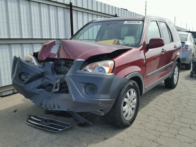 JHLRD68816C027825 - 2006 HONDA CR-V EX MAROON photo 2