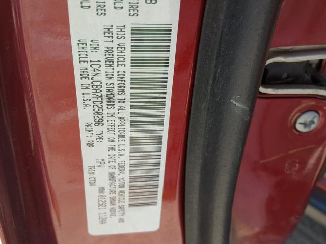 1C4NJCBA7FD250296 - 2015 JEEP COMPASS SP MAROON photo 10