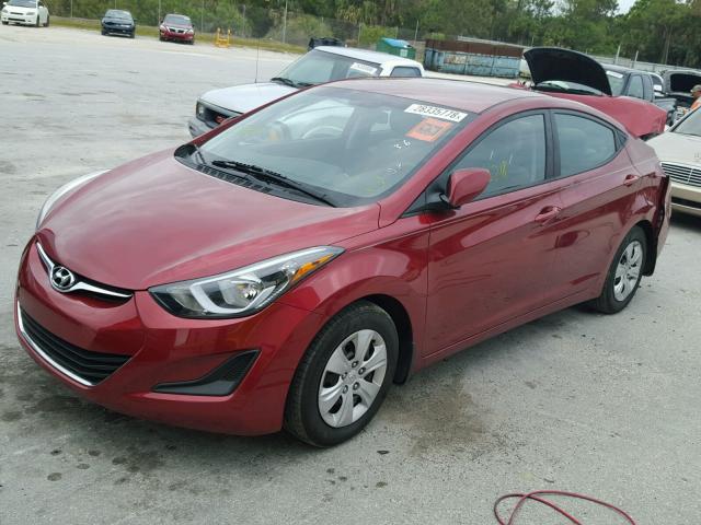 5NPDH4AE9GH769962 - 2016 HYUNDAI ELANTRA SE RED photo 2