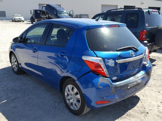 JTDKTUD36CD513522 - 2012 TOYOTA YARIS BLUE photo 3