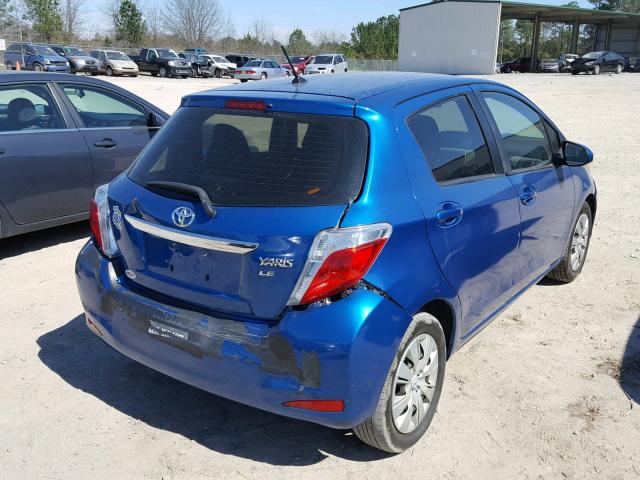 JTDKTUD36CD513522 - 2012 TOYOTA YARIS BLUE photo 4