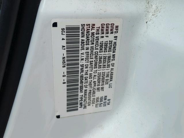 5FNRL18054B150041 - 2004 HONDA ODYSSEY EX WHITE photo 10