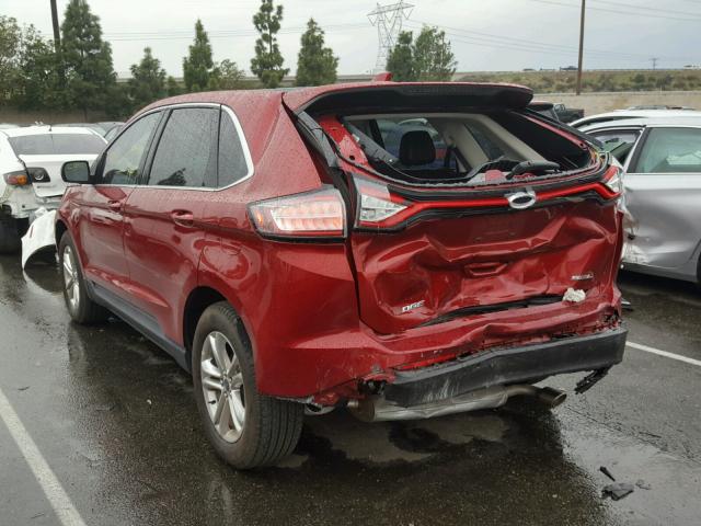 2FMPK3J85FBC07632 - 2015 FORD EDGE SEL RED photo 3