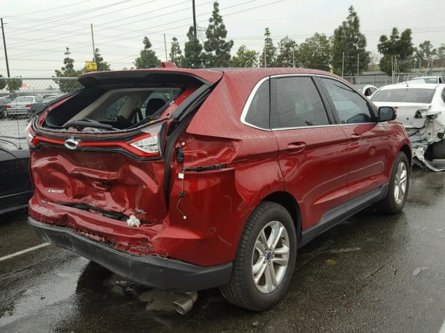 2FMPK3J85FBC07632 - 2015 FORD EDGE SEL RED photo 4