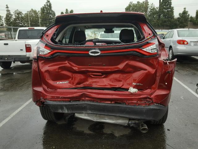 2FMPK3J85FBC07632 - 2015 FORD EDGE SEL RED photo 9