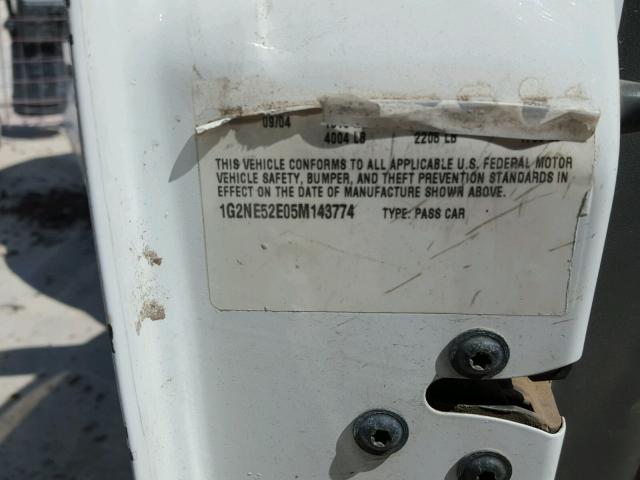 1G2NE52E05M143774 - 2005 PONTIAC GRAND AM S 白色 照片 10