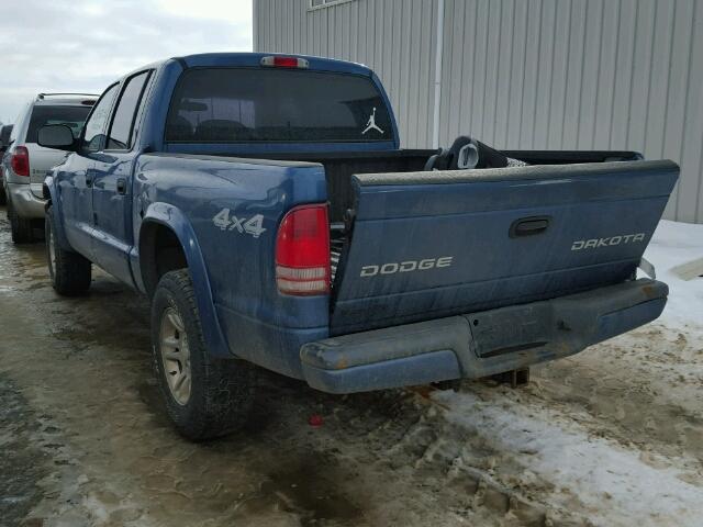 1D7HG38N03S228112 - 2003 DODGE DAKOTA QUA BLUE photo 3