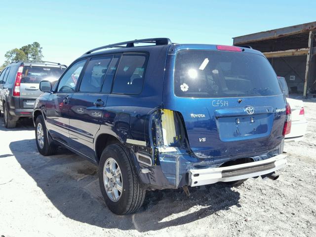 JTEDP21A960112767 - 2006 TOYOTA HIGHLANDER BLUE photo 3