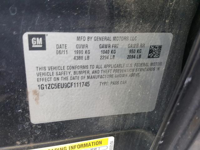 1G1ZC5EU9CF111745 - 2012 CHEVROLET MALIBU 1LT BLACK photo 10