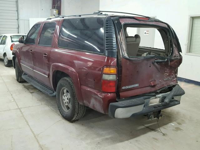 1GNEC16Z02J202916 - 2002 CHEVROLET SUBURBAN C MAROON photo 3