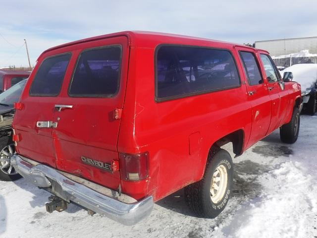 1GNEV16K7MF150915 - 1991 CHEVROLET SUBURBAN V RED photo 4