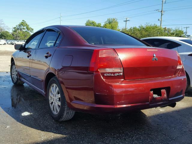 4A3AB36F26E051021 - 2006 MITSUBISHI GALANT ES BURGUNDY photo 3