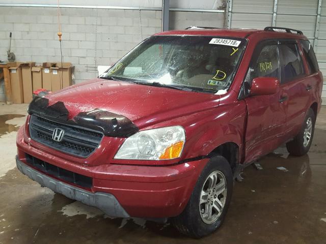 2HKYF18554H549662 - 2004 HONDA PILOT EXL MAROON photo 2