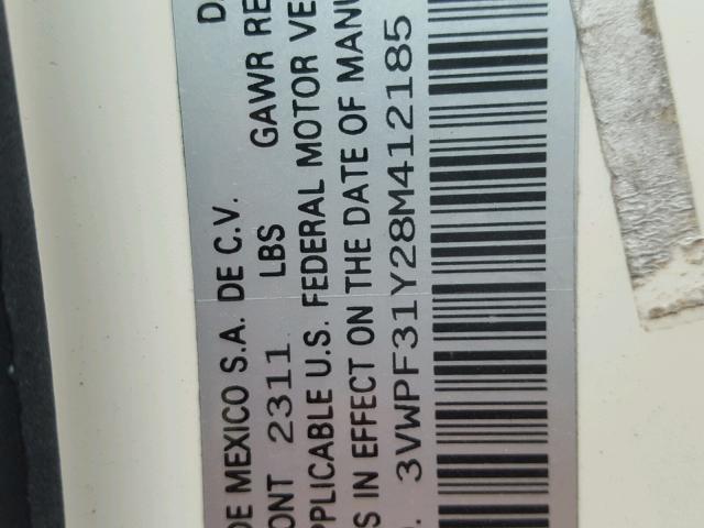 3VWPF31Y28M412185 - 2008 VOLKSWAGEN NEW BEETLE 奶油色 照片 10