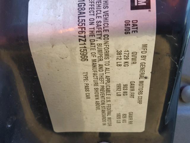 1G8AL55F67Z115966 - 2007 SATURN ION LEVEL WHITE photo 10