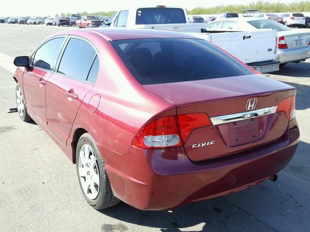 1HGFA16519L013501 - 2009 HONDA CIVIC LX RED photo 3