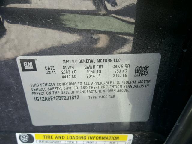 1G1ZA5E16BF291812 - 2011 CHEVROLET MALIBU LS ნაცრისფერი ფოტო 10