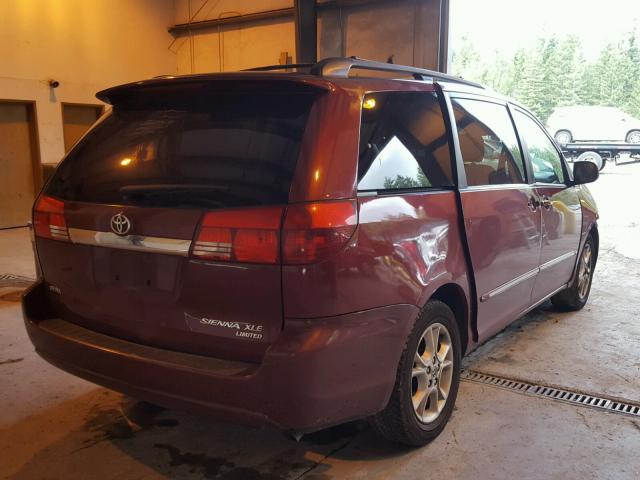 5TDZA22C94S118333 - 2004 TOYOTA SIENNA XLE MAROON photo 4