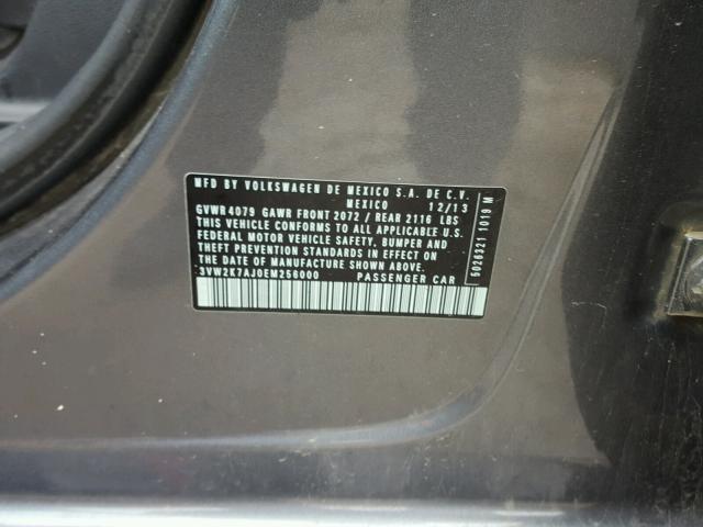 3VW2K7AJ0EM256000 - 2014 VOLKSWAGEN JETTA BASE 石墨色 照片 10
