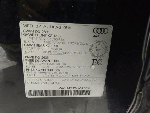 WA1LMCFP1FA141700 - 2015 AUDI Q5 TDI BLACK photo 9