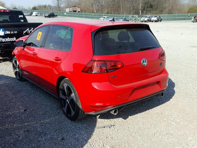 3VW4T7AUXHM062028 - 2017 VOLKSWAGEN GTI S RED photo 3