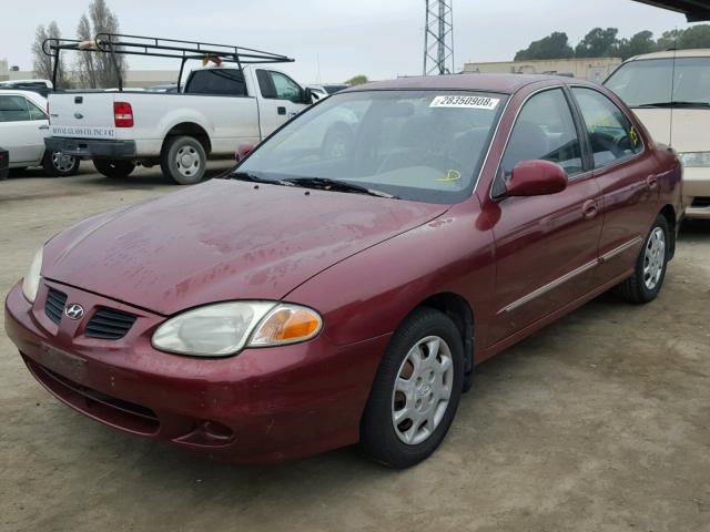 KMHJF35F4YU995755 - 2000 HYUNDAI ELANTRA GL RED photo 2