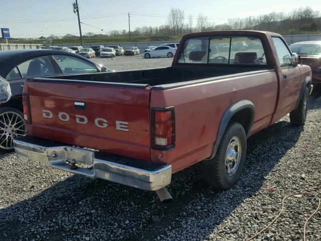 1B7FL26YXNS586941 - 1992 DODGE DAKOTA RED photo 4