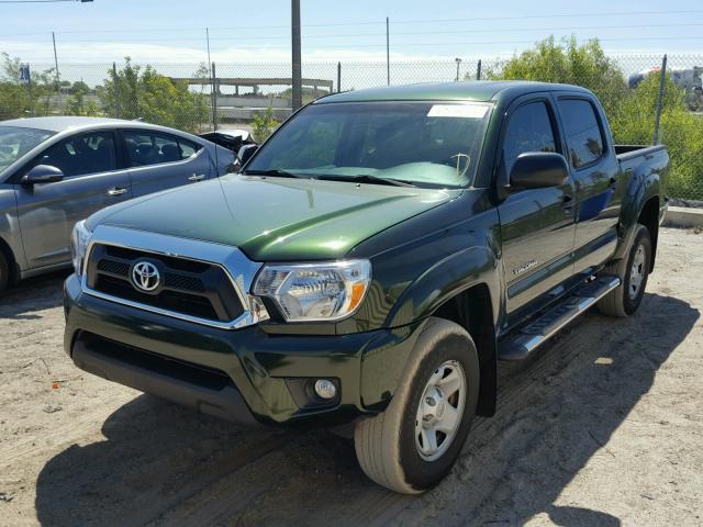 5TFJU4GNXDX042870 - 2013 TOYOTA TACOMA DOU GREEN photo 2