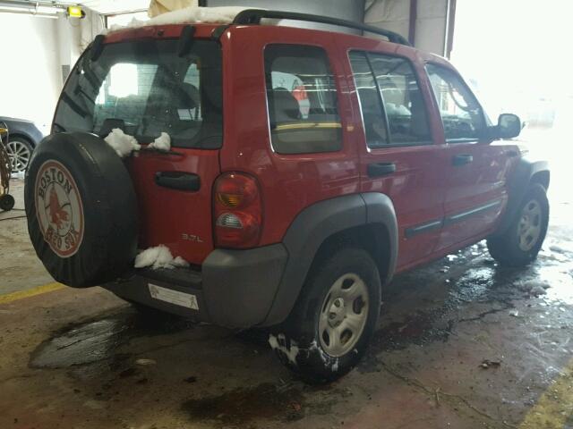 1J4GL48K64W197997 - 2004 JEEP LIBERTY SP RED photo 4