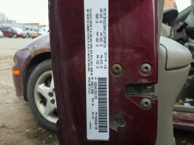 1B3ES46C12D611578 - 2002 DODGE NEON SE MAROON photo 10