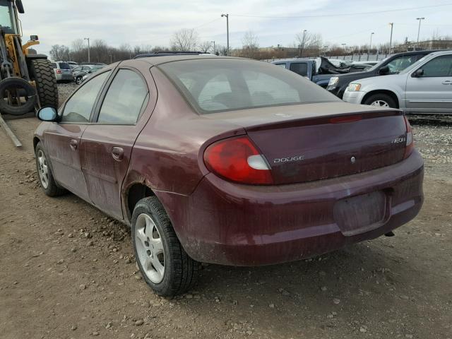 1B3ES46C12D611578 - 2002 DODGE NEON SE MAROON photo 3